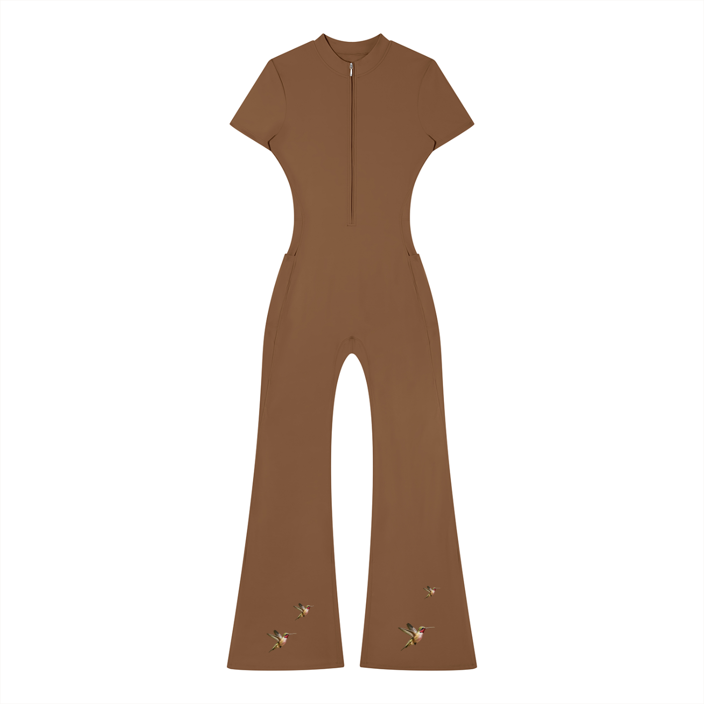 Iya Chenoa Boutique Women's SculptFit Quarter-Zip Flared Jumpsuit