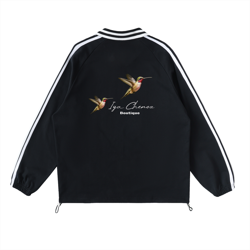 Contrast Striped Lapel Collar Sweatshirt