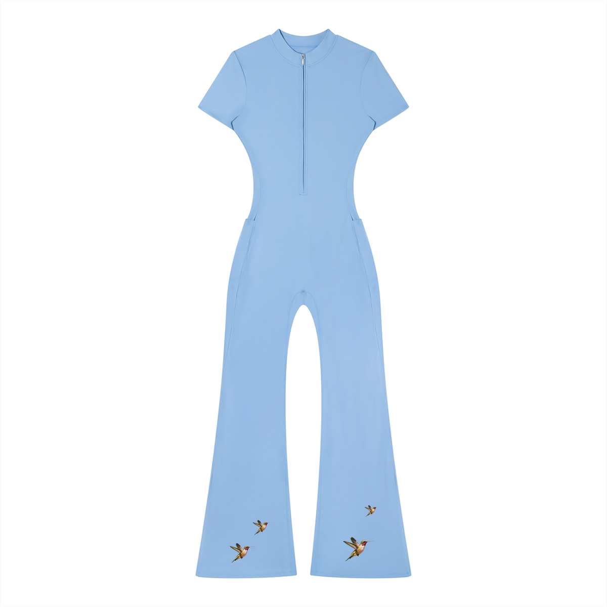 Iya Chenoa Boutique Women's SculptFit Quarter-Zip Flared Jumpsuit