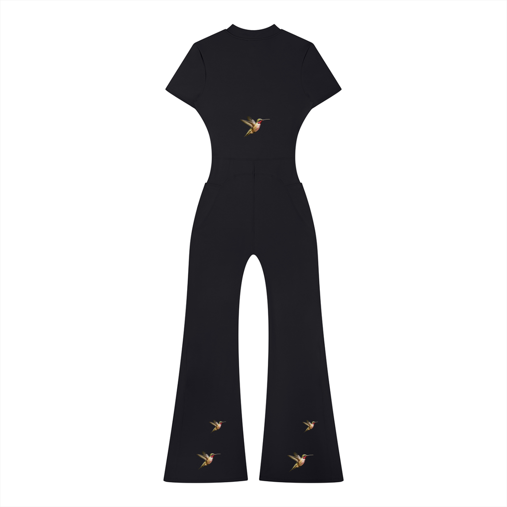 Iya Chenoa Boutique Women's SculptFit Quarter-Zip Flared Jumpsuit