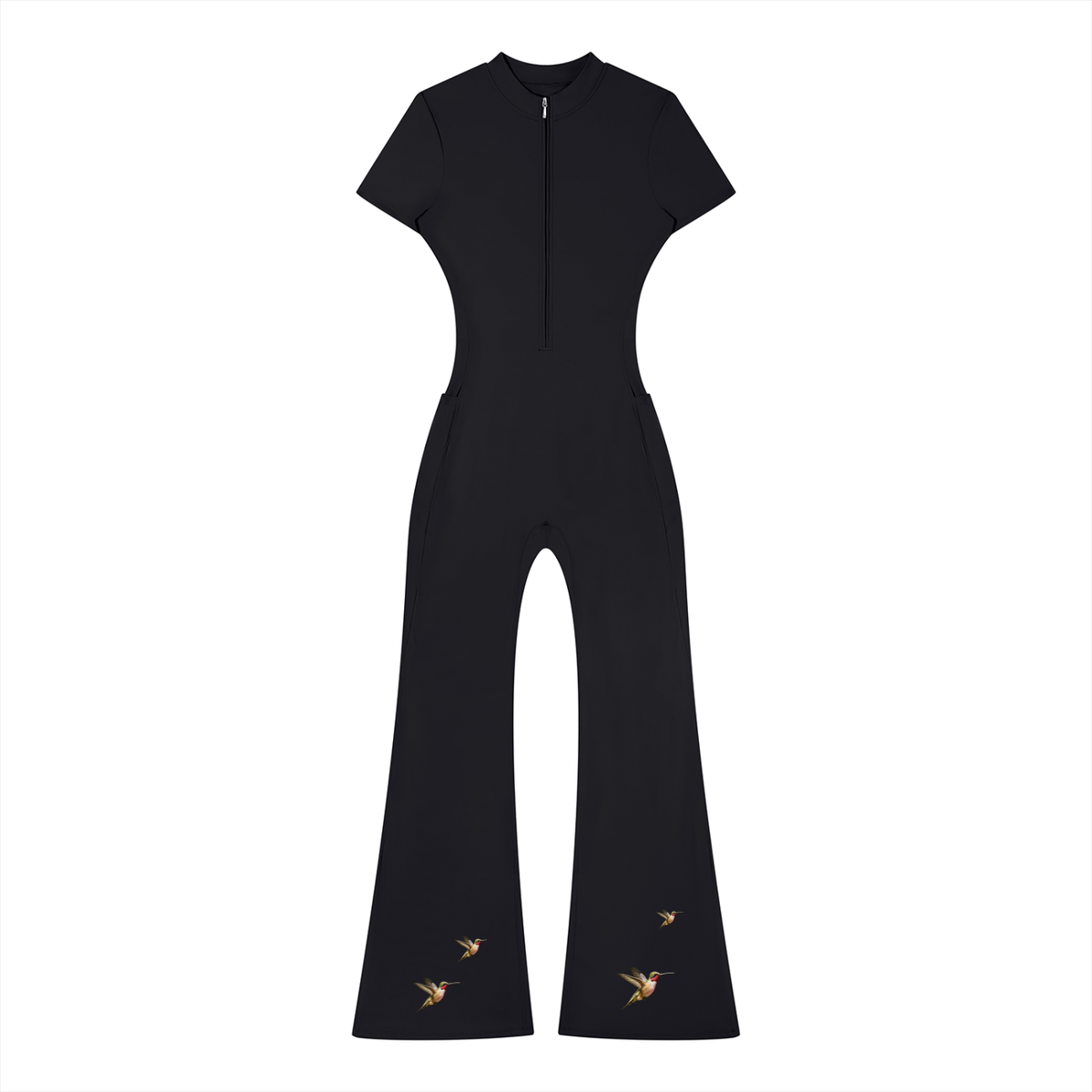Iya Chenoa Boutique Women's SculptFit Quarter-Zip Flared Jumpsuit