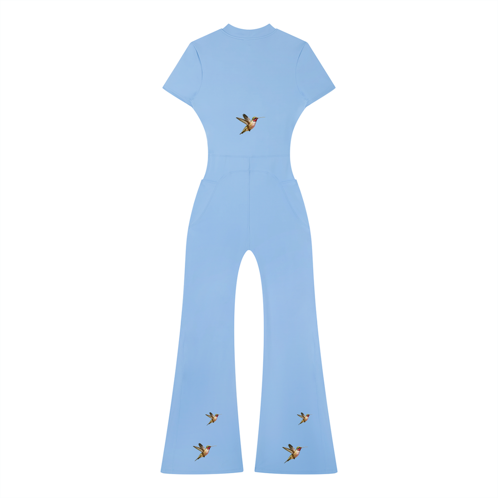 Iya Chenoa Boutique Women's SculptFit Quarter-Zip Flared Jumpsuit